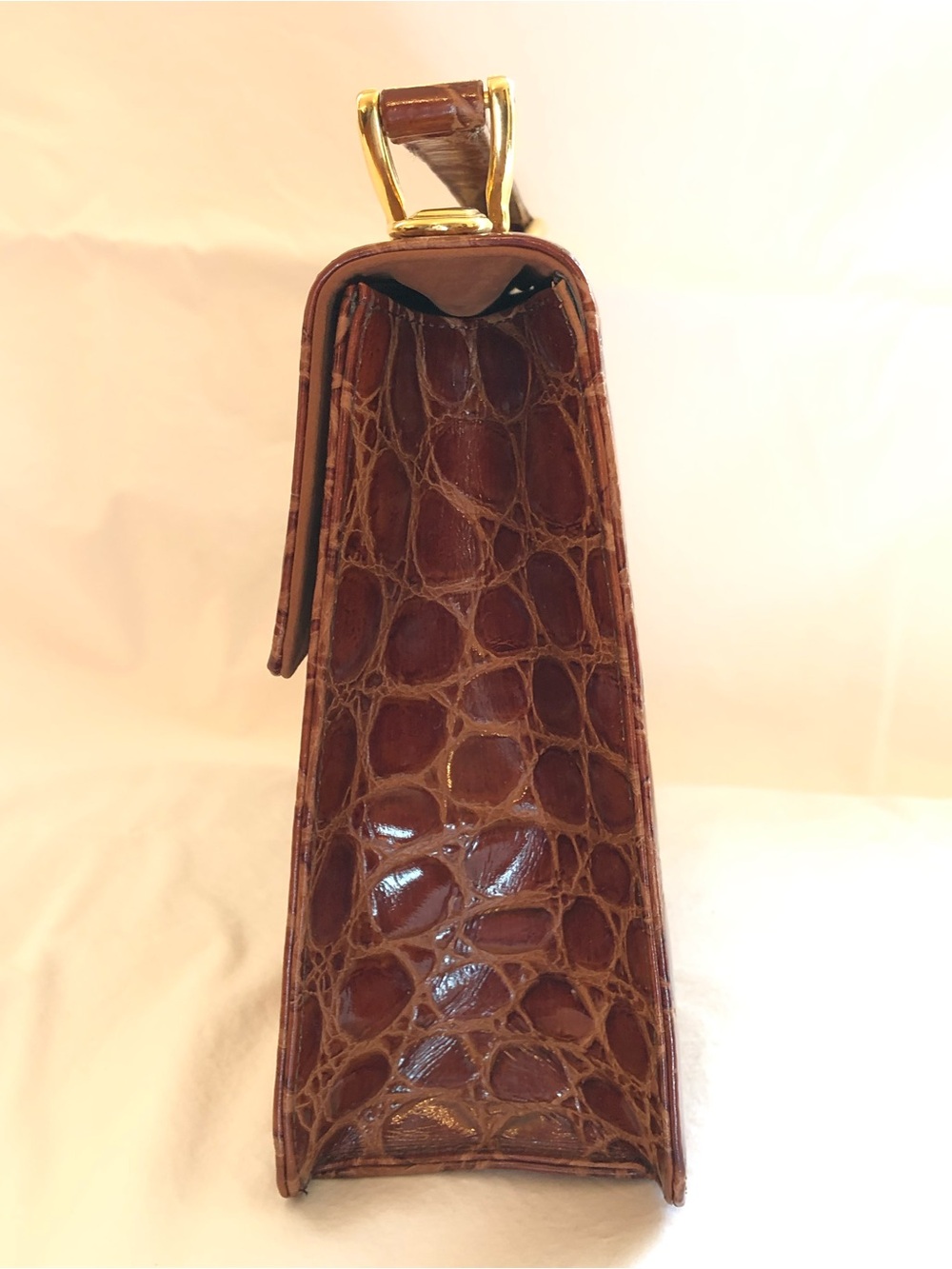 Authentic Bally Brown Croc-Embossed Top Handle Shoulder Bag - Picture 3 of 6